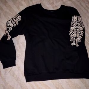 Women's Forever 21+ Plus Size Sweatshirt with Embroidered Sleeves
